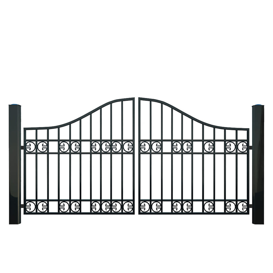 Smedsbo är en elegant smidesgrind med tidlös form och återhållsamma detaljer som smälter in i de flesta miljöer. Den ger ett lyft både till privata villatomter och till mer representativa entréer.