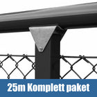 Överliggare eller stängselräcke som det också heter finns i 4 olika färger och säljs som paket på 25m komplett.